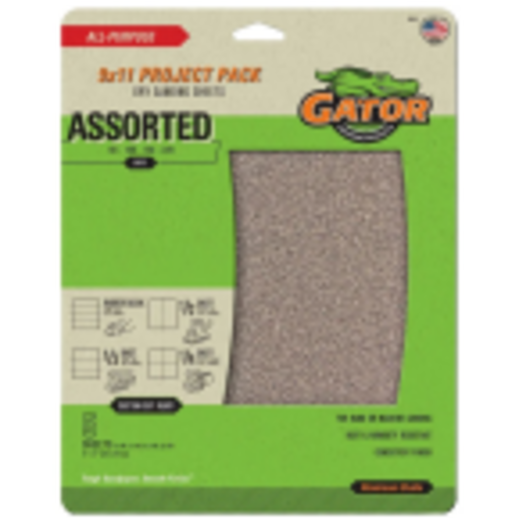 Gator ASSORTED-GRIT ALL-PURPOSE DRY SANDING SHEETS - 5PK