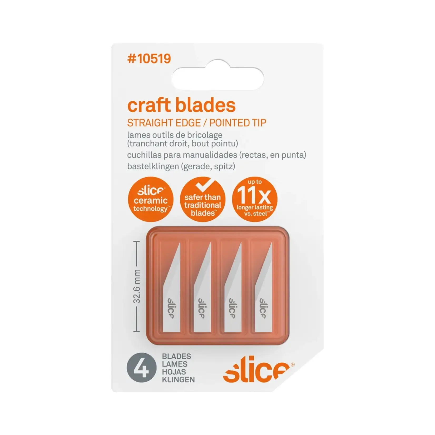 Slice Slice Craft Blades, Straight Edge Pointed Tip  4 Pack