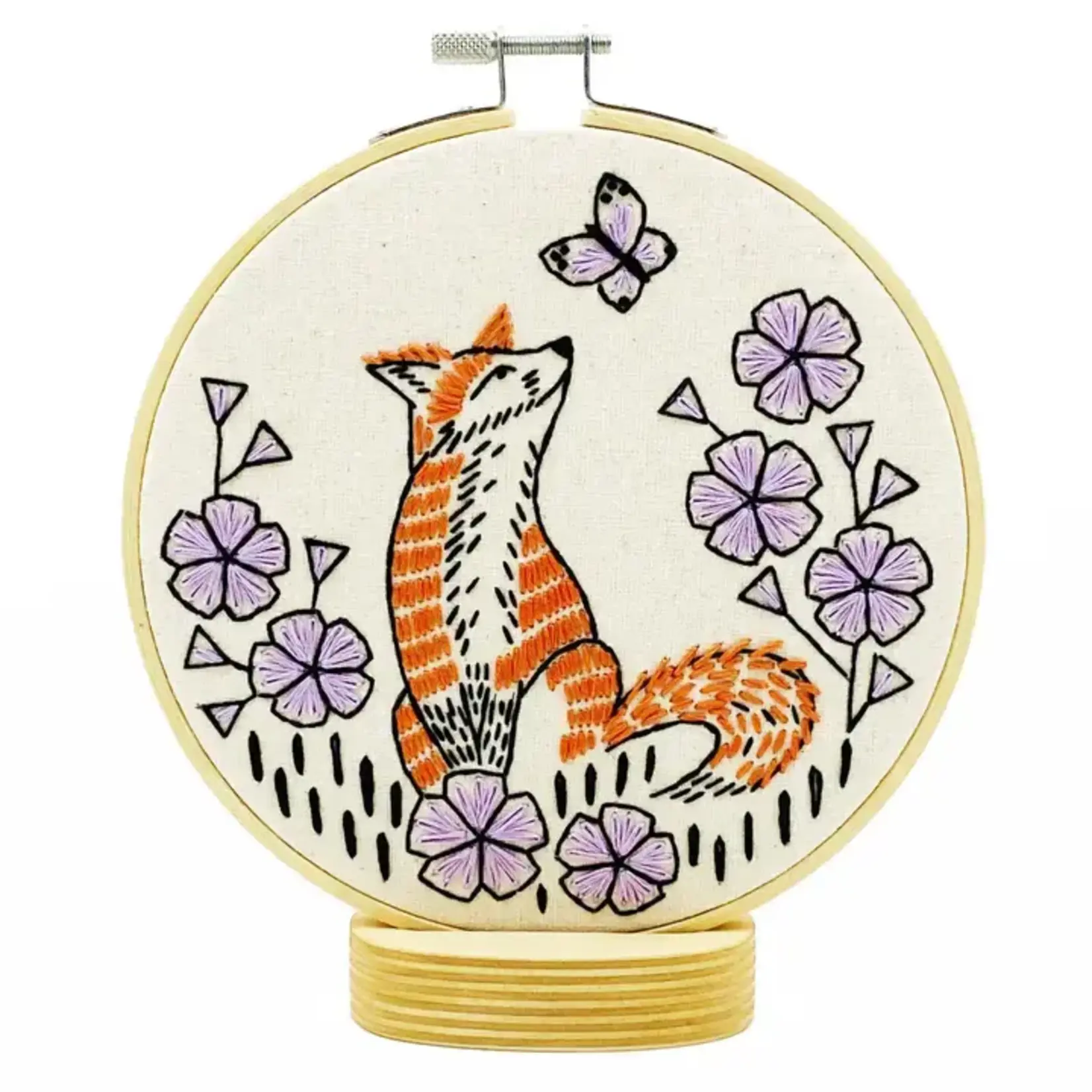Hook, Line & Tinker Fox in Phlox Complete Embroidery Kit