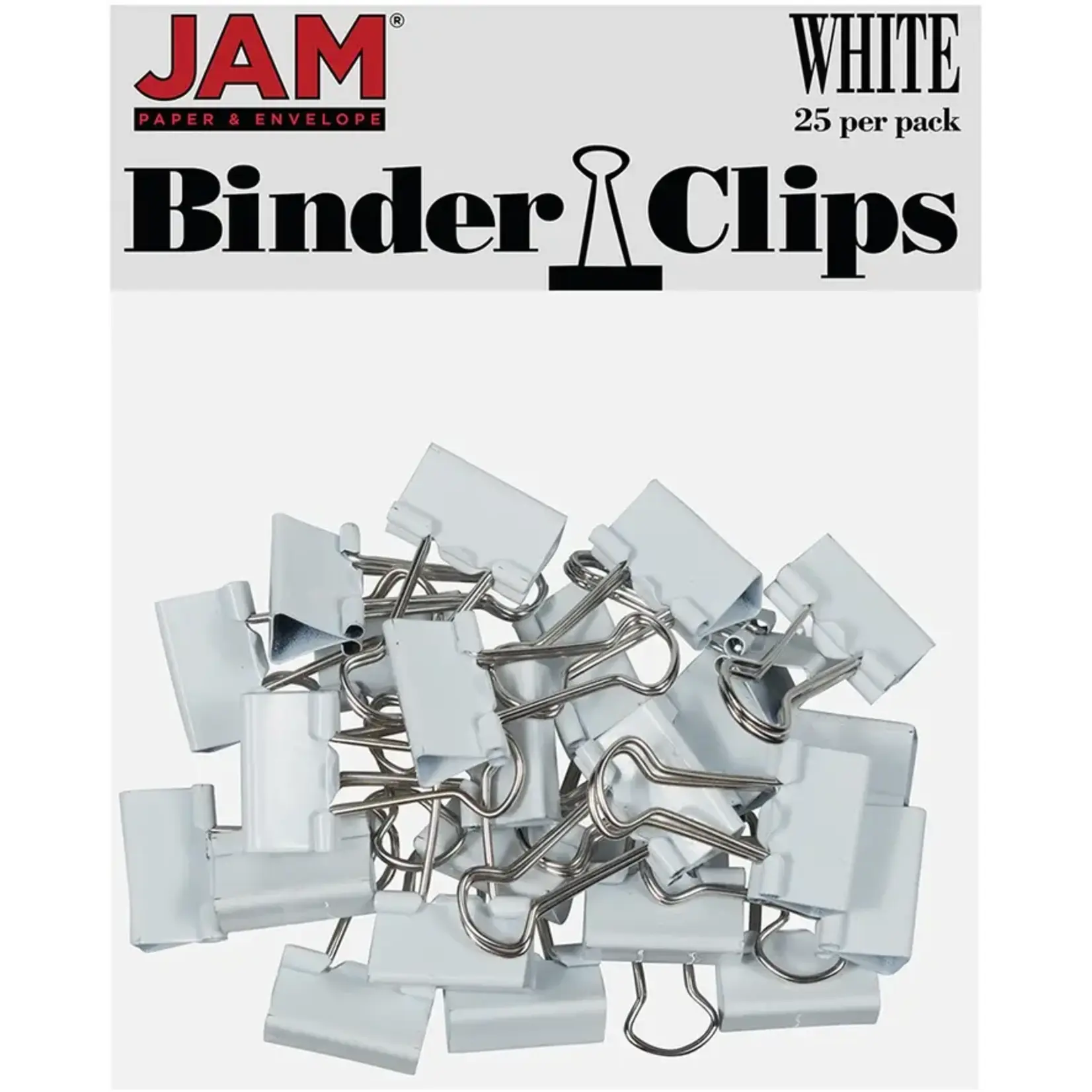 jam Binder Clips, Small, 3/4 Inch, White Binderclips, 25/Pack