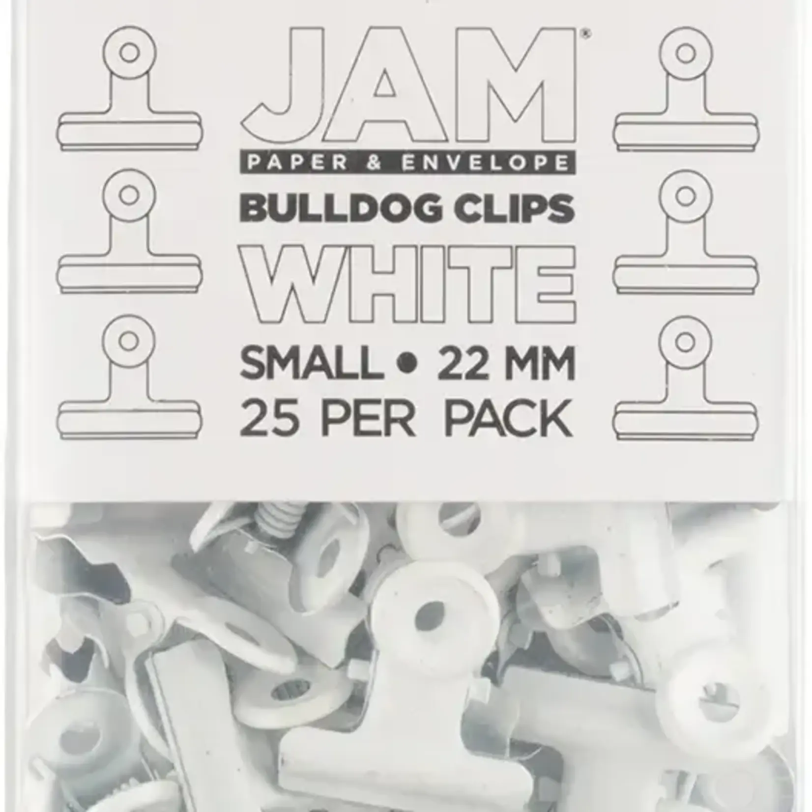 jam JAM Metal Bulldog Clips, Small, 22mm, White, 25/Pack
