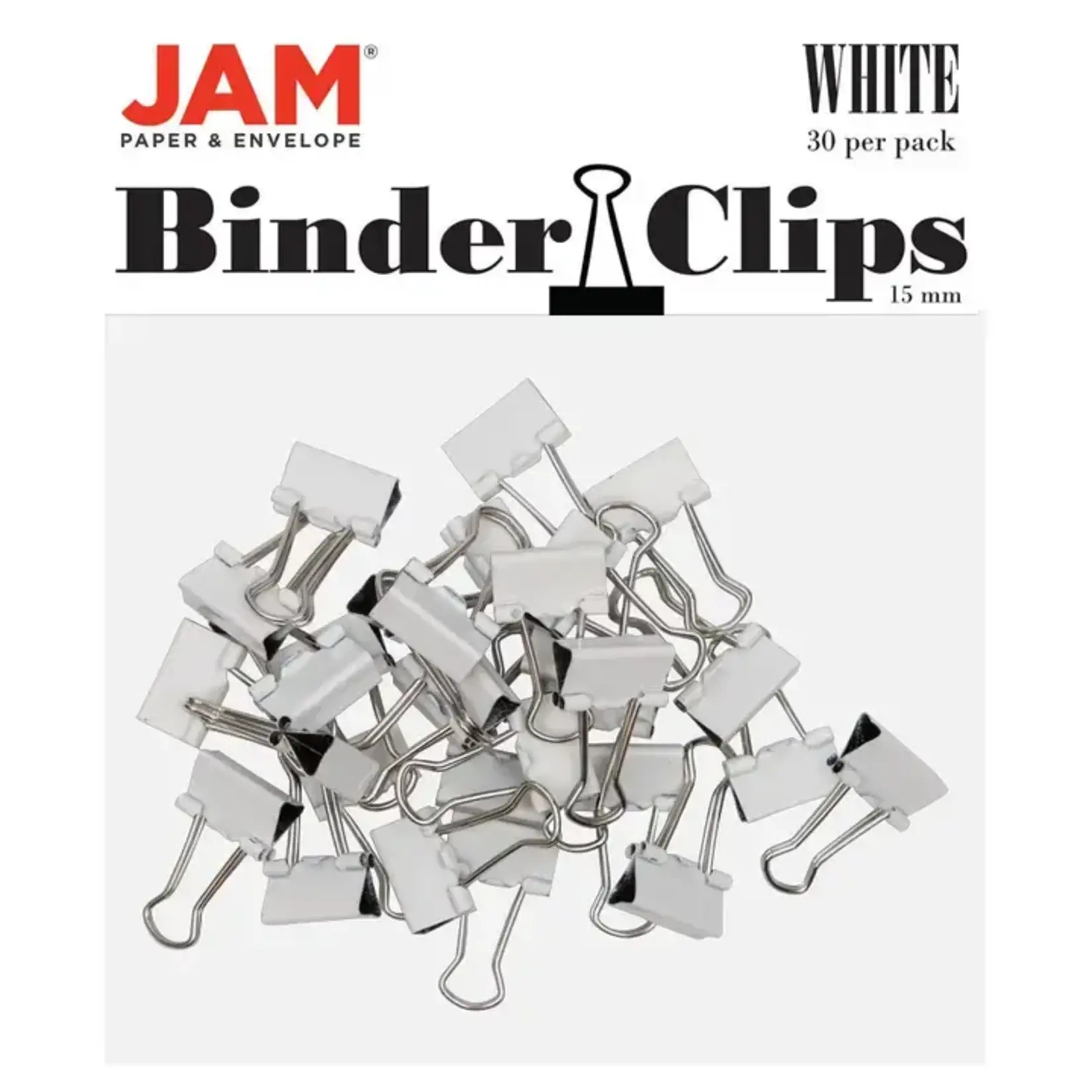 jam Binder Clips, Extra Small, 3/5 Inch, White, 30/Pack