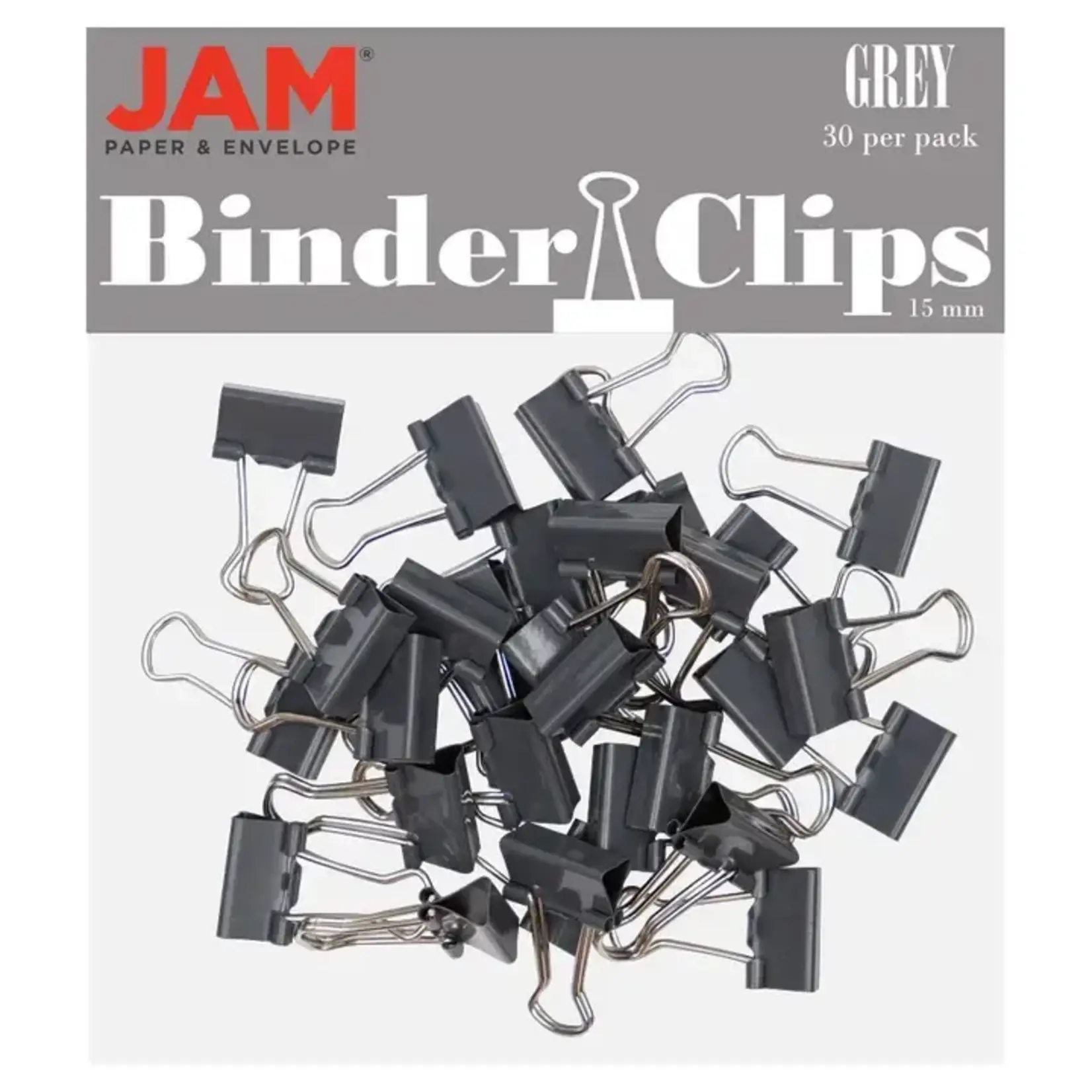 jam Binder Clips, Extra Small, 3/5 Inch, Grey, 30/Pack
