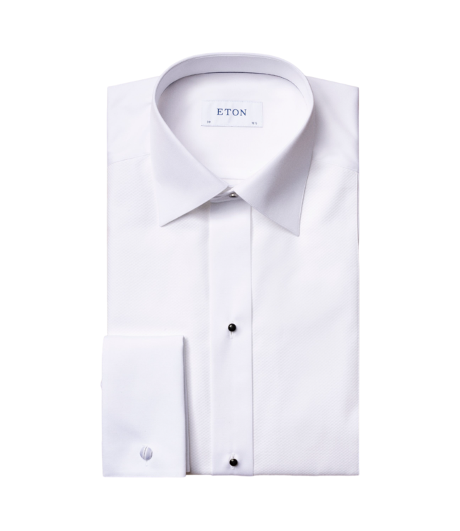 Eton Pique' Black Tie Shirt Slim Fit