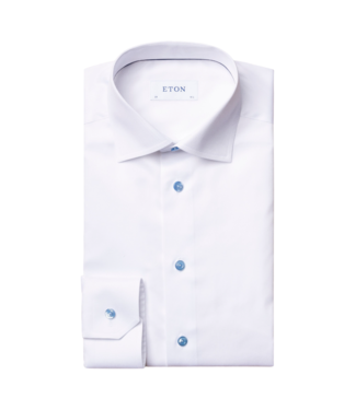 Eton White Twill Shirt w/ Blue Details