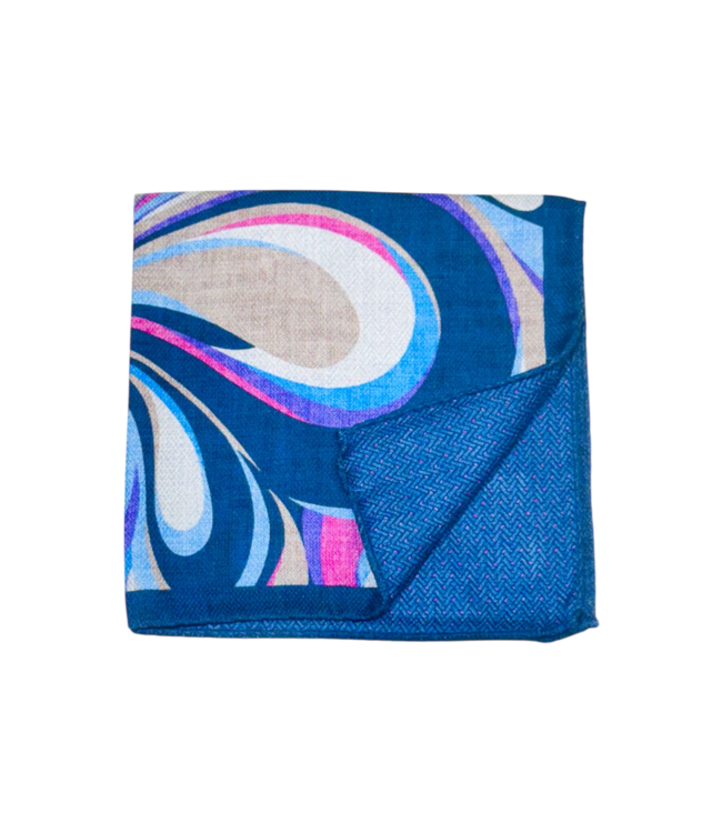 R. Hanauer Navy Picasso Pocket Square