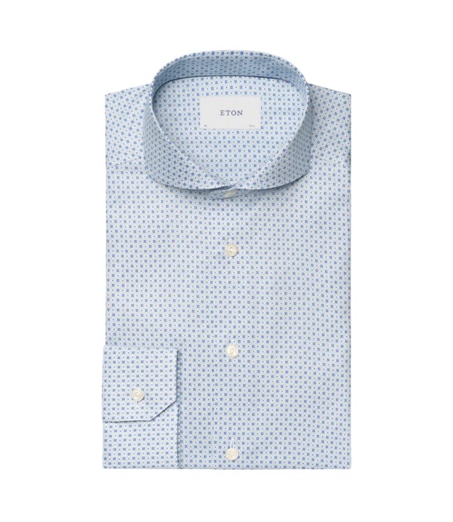 Eton Geometric Print Signature Twill Slim