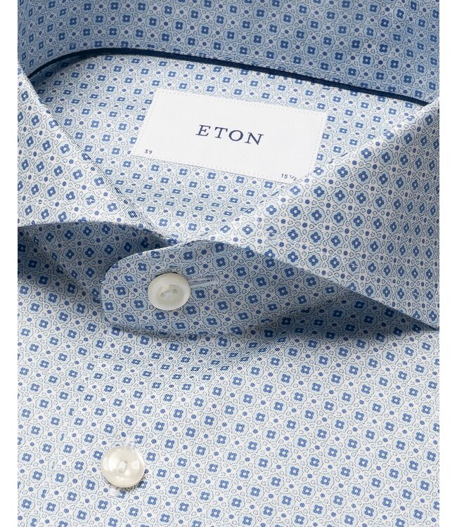 Eton Geometric Print Signature Twill Slim