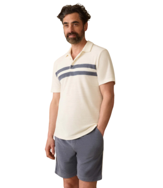 Faherty Cabana Towel Terry Surf Stripe Polo
