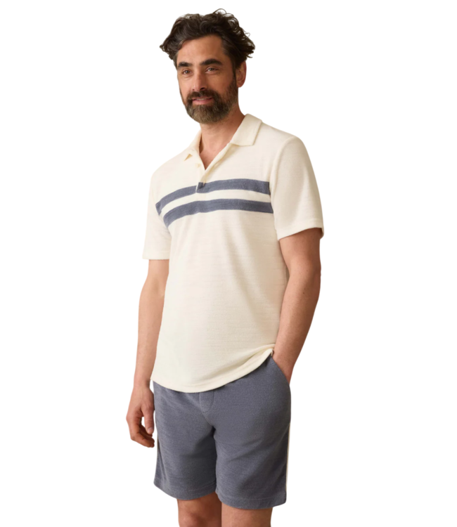 Faherty Cabana Towel Terry Surf Stripe Polo