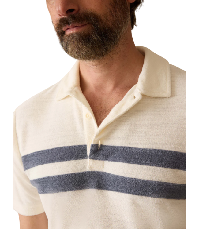 Faherty Cabana Towel Terry Surf Stripe Polo