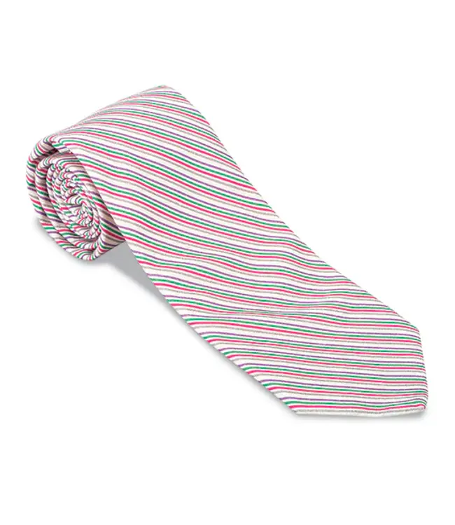 R. Hanauer Steel/Berry Avondale Stripe Tie