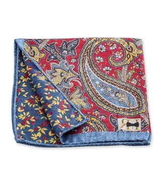 R. Hanauer Red Paisley/Flower Pocket Square