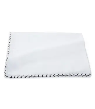 R. Hanauer White Cotton w/ Blk Border Pocket Square
