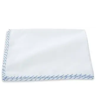 R. Hanauer White Cotton w/ Lt Blue Pocket Square