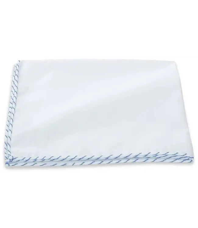 R. Hanauer White Cotton w/ Lt Blue Pocket Square