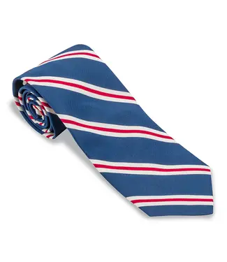 R. Hanauer French Blue/Red Banks Stripes Tie