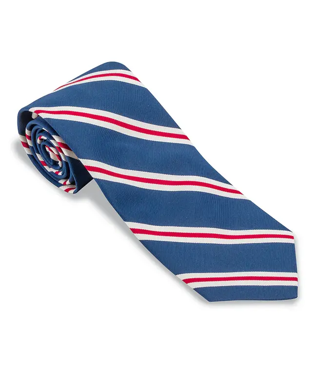 R. Hanauer French Blue/Red Banks Stripes Tie