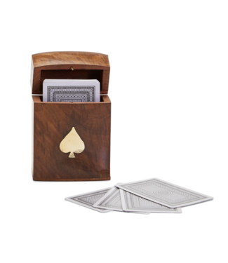 Two's Company Wood Crafted Playing Card Set in Wooden Box