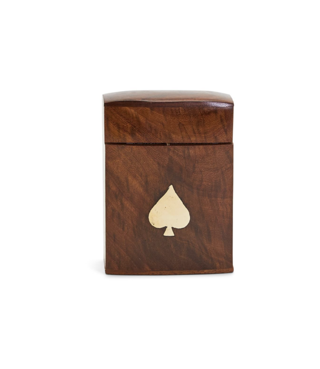 Two's Company Wood Crafted Playing Card Set in Wooden Box
