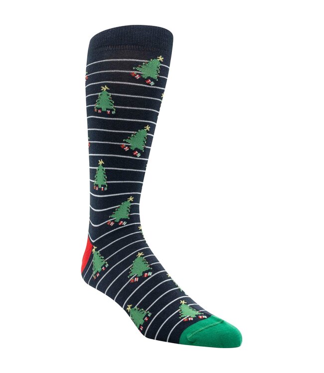 Gordon of New Orleans Striped Trees Socks