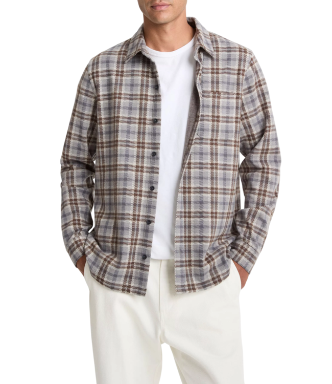 Vince Plaid Knit Shirt Jacket