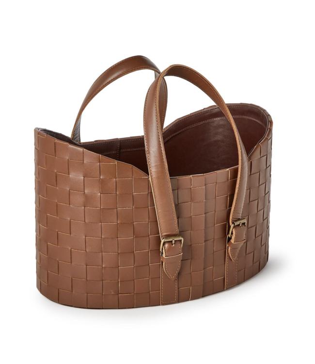 Two's Company Large Leather Basket