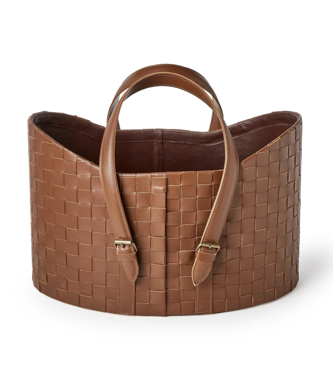 Two's Company Large Leather Basket