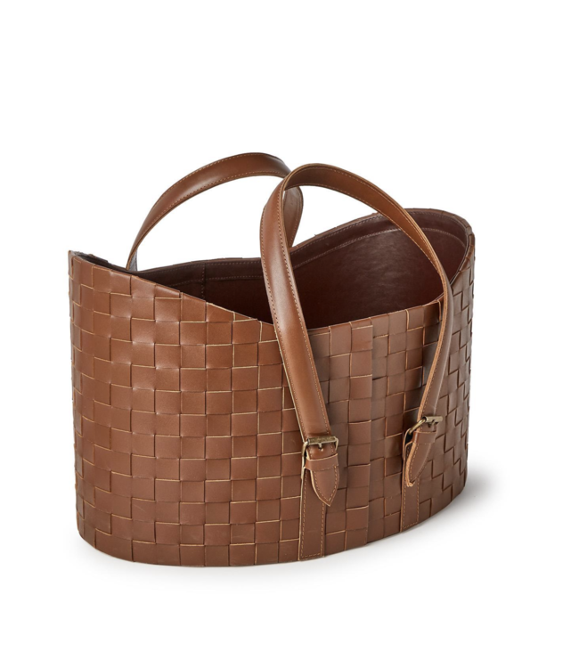 Two's Company Medium Leather Basket