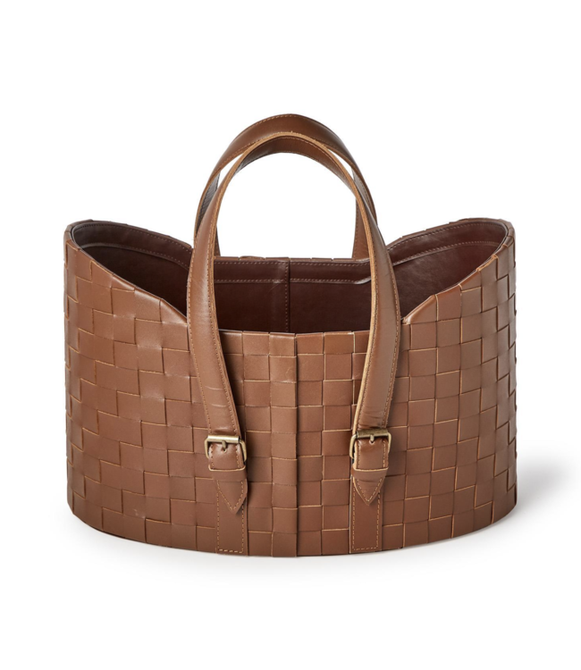 Two's Company Medium Leather Basket