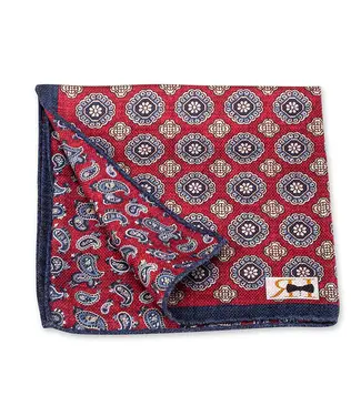 R. Hanauer Red Medallion Pine Pocket Square