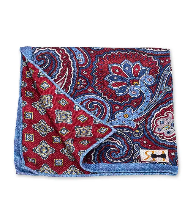 Red Paisley Medallion Pocket Square