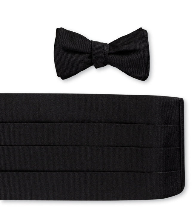 R. Hanauer Black Silk Faille Cummerbund Set