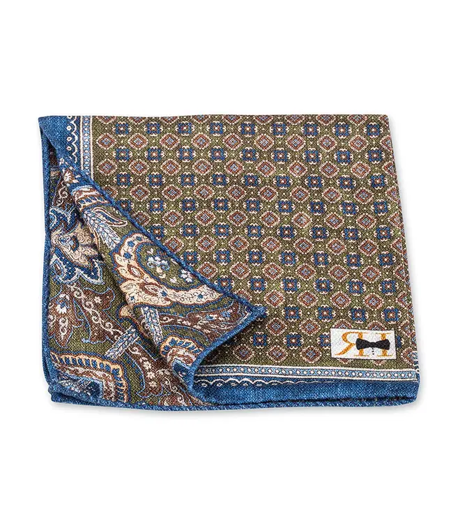 Green Medallion Paisley Pocket Square