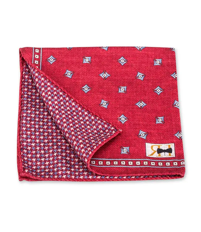 Red Diamond Houndstooth Pocket Square