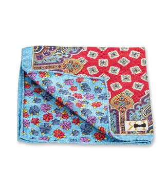 R. Hanauer Lt Blue Patchwork Flower Pocket Square