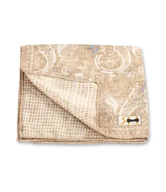 R. Hanauer Natural Medallion Check Pocket Square