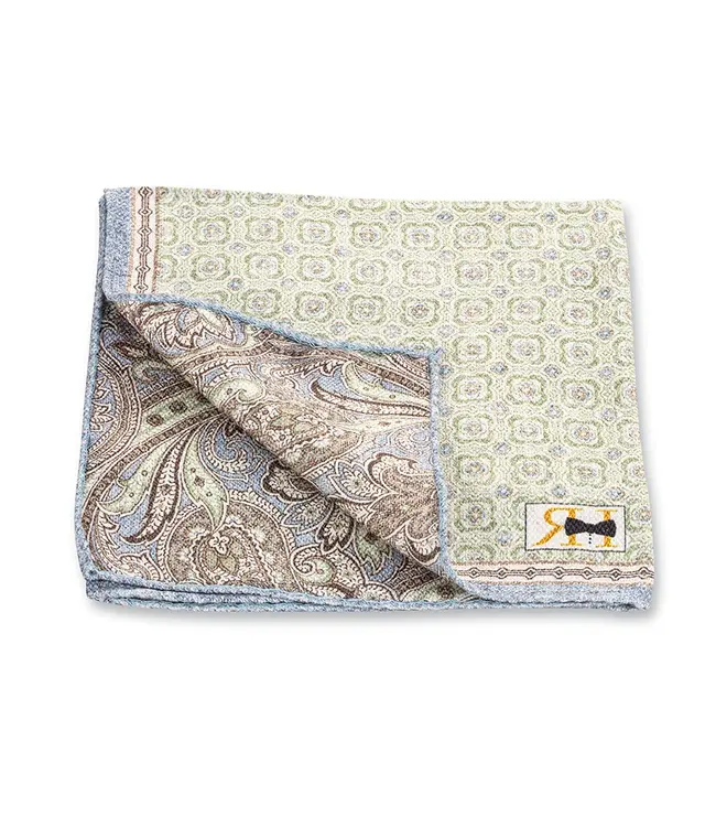 R. Hanauer Sage Medallion Paisley Pocket Square