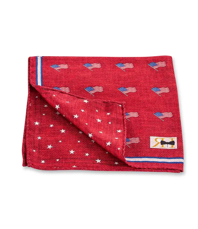 R. Hanauer Red American Flag Pocket Square