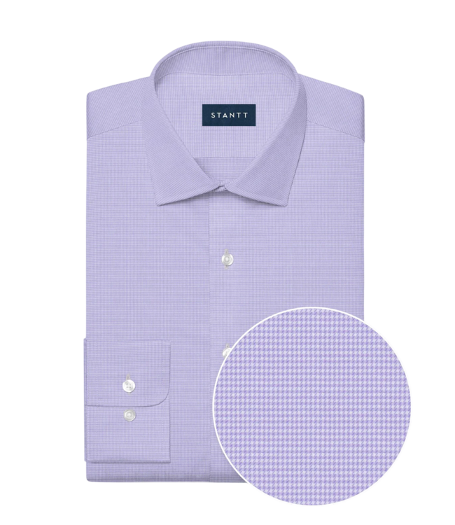 Stantt Performance Purple Houndstooth Dress Shirt