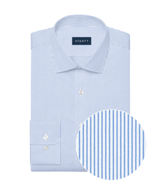 Stantt Performance Blue & White Stripe Dress Shirt