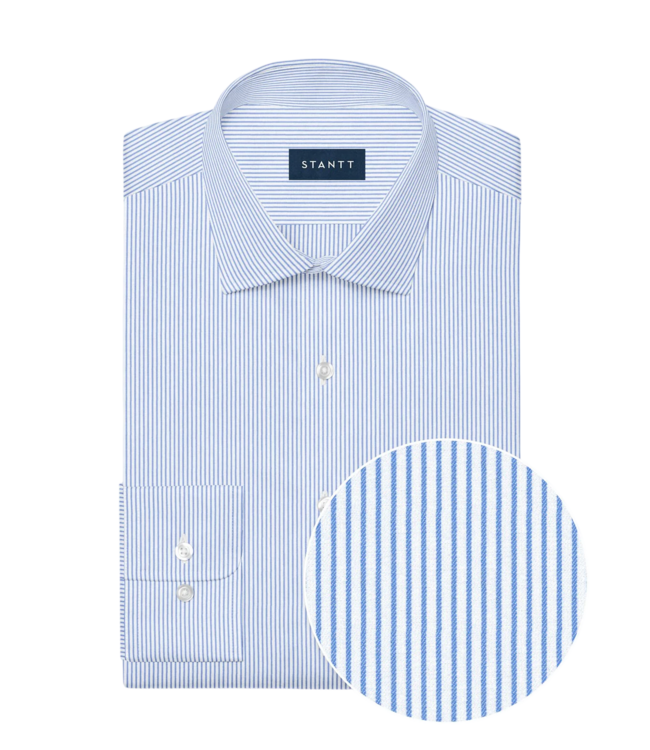 Stantt Performance Blue & White Stripe Dress Shirt
