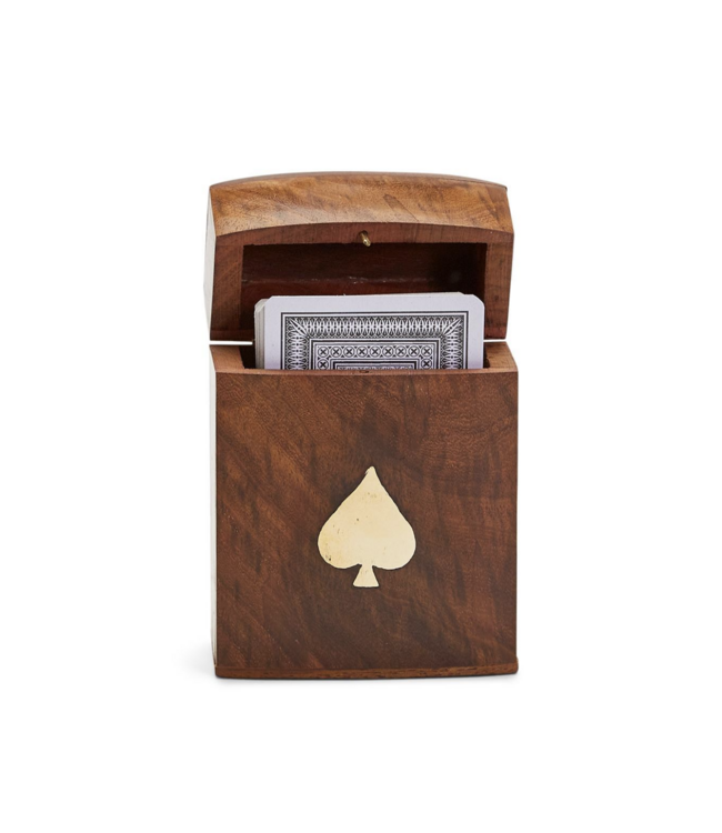 Wood Crafted Playing Card Set in Wooden Box