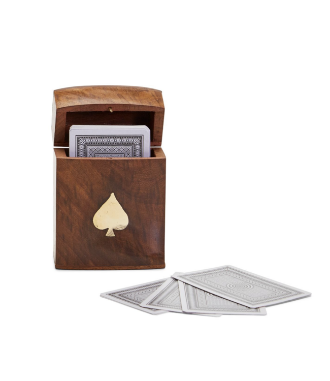 Wood Crafted Playing Card Set in Wooden Box
