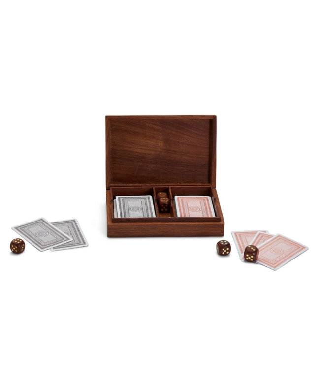 Wood Crafted Playing Card/Dice Game Set