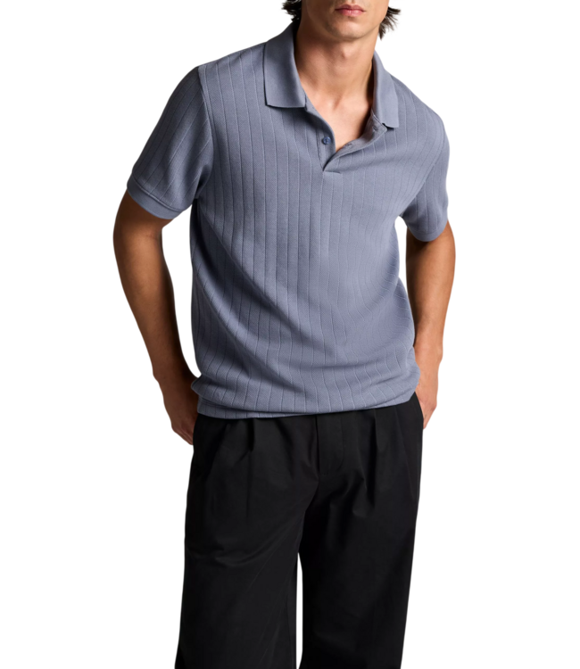 Drop Needle Stripe Polo - Hawk Blue
