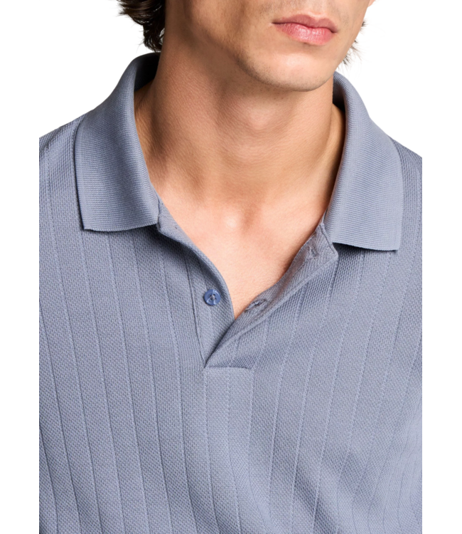 Drop Needle Stripe Polo - Hawk Blue