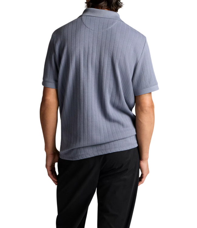 Drop Needle Stripe Polo - Hawk Blue