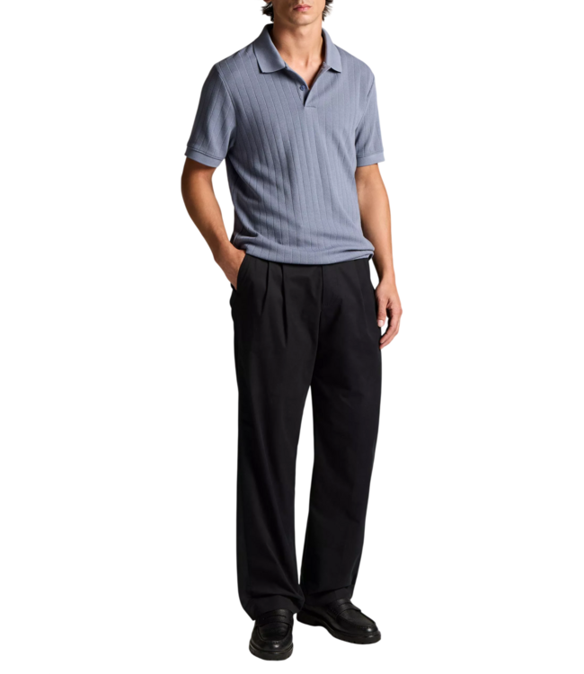 Drop Needle Stripe Polo - Hawk Blue