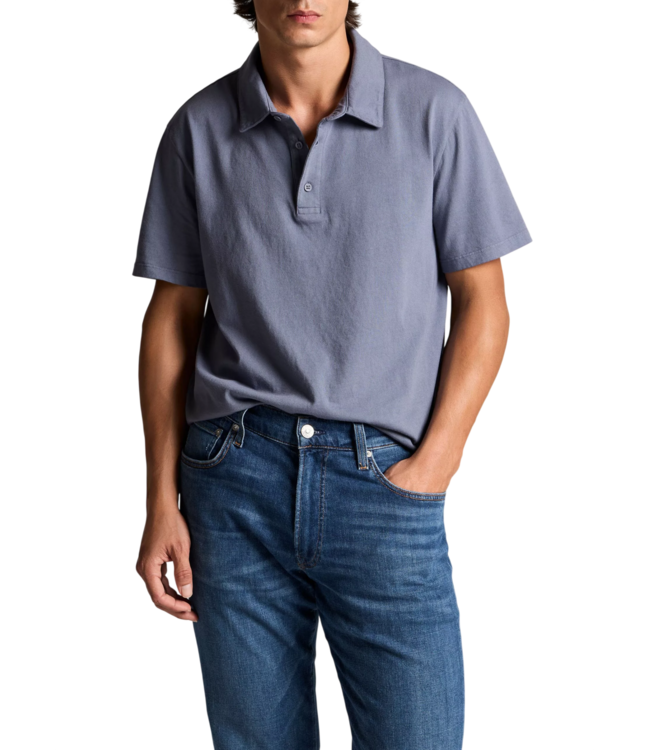 Garment Dye Short Sleeve Polo Shirt - Washed Hawk Blue